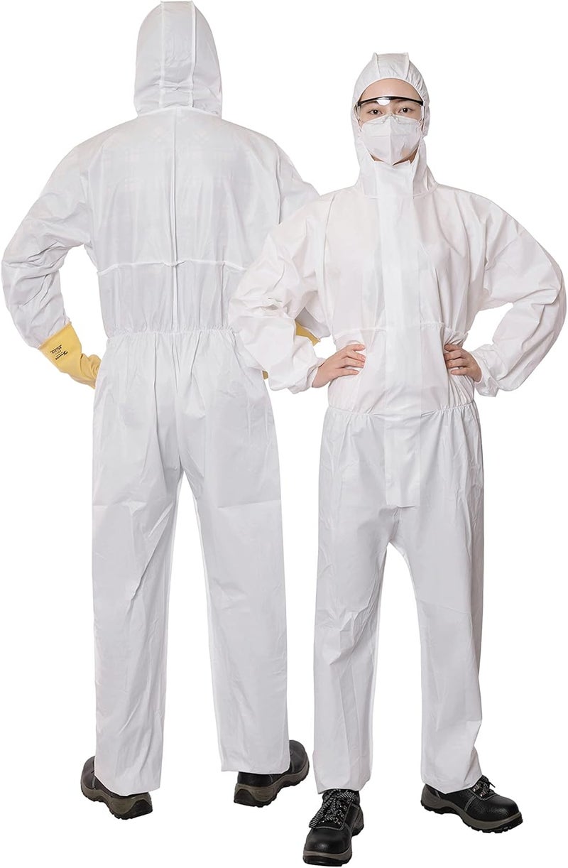 ZMDREAM Disposable Painters Coverall Hazmat Suit Size M to 3XL White Pack of 6 - Image 1